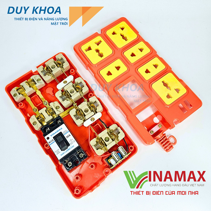 Ổ cắm điện chịu tải 6 lõi sứ 2 cổng USB có CB30A Vinamax - Ảnh 2