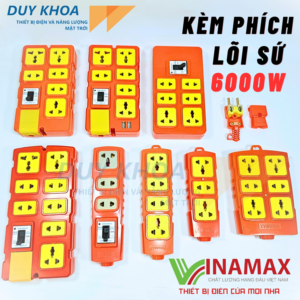 Combo Ổ cắm điện chịu tải lõi sứ kèm phích lõi sứ chịu tải 6000W Vinamax