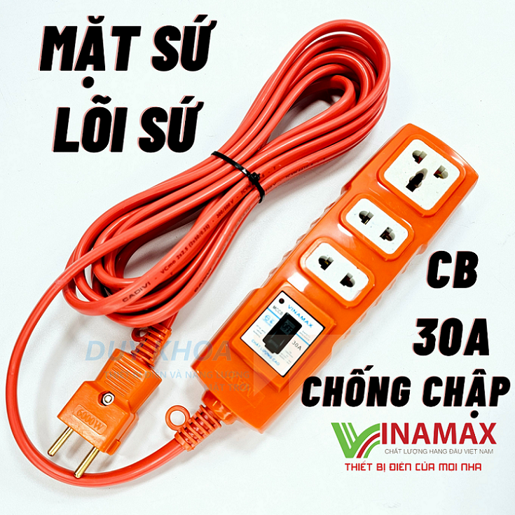 Ổ cắm điện 3 lỗ lõi sứ mặt sứ CB30A Vinamax 6000W | Bếp từ, máy nóng lạnh - Ảnh 3